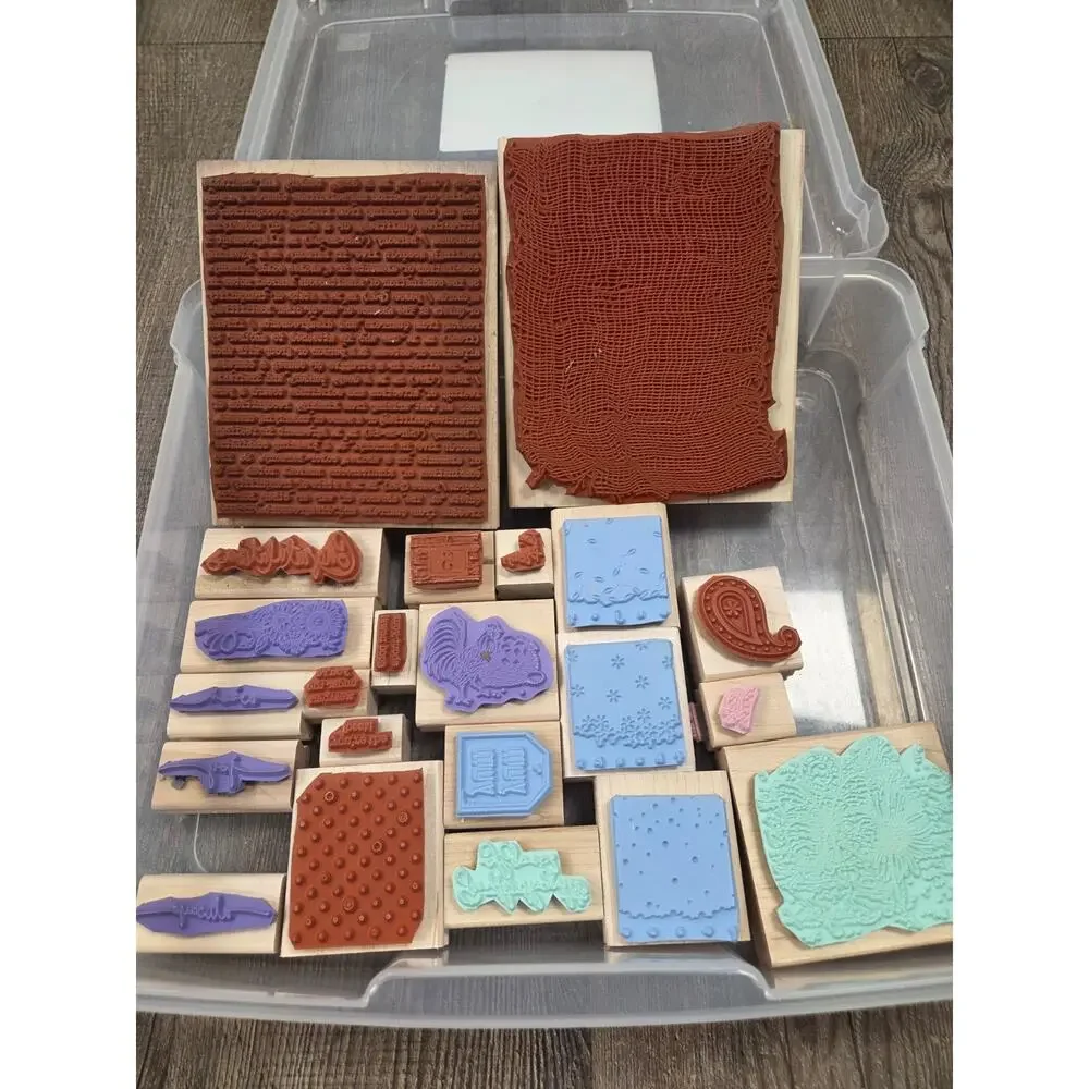 Stampin' Up Wood Block Rubber Ink Stamps Huge NEW Lot Set